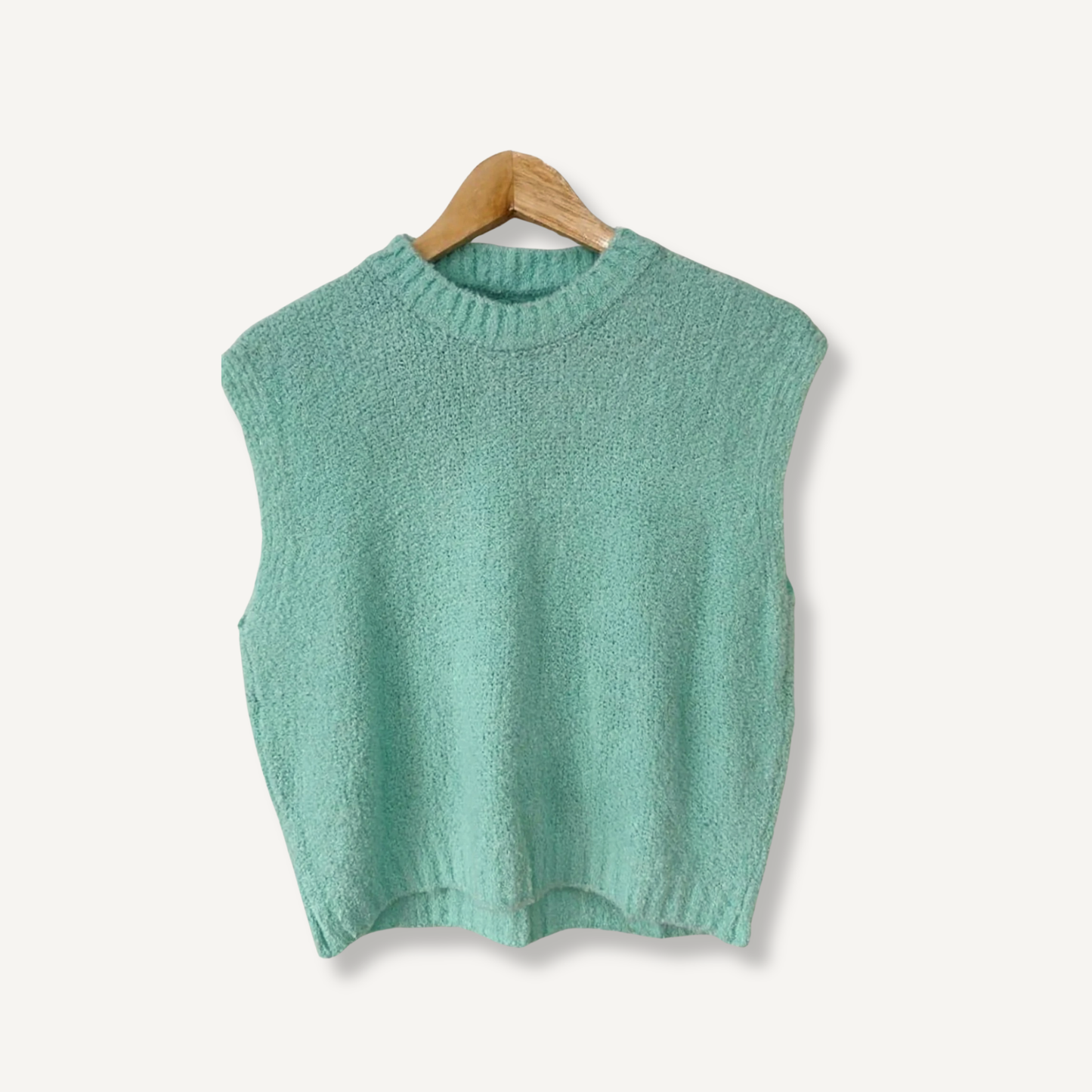 Pull sans manche maille boucle Vert d'eau