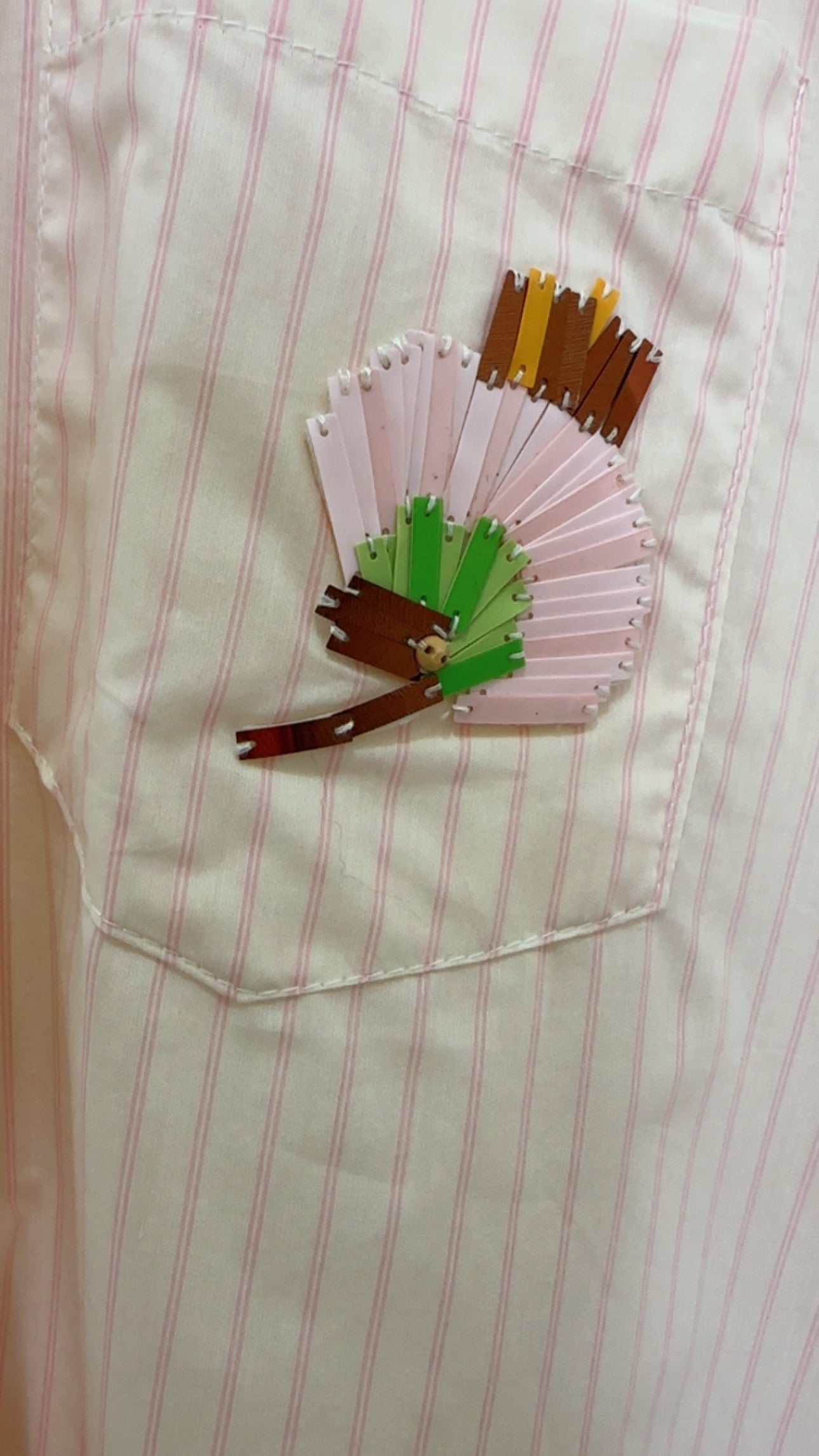 Chemise rayure poche Rose