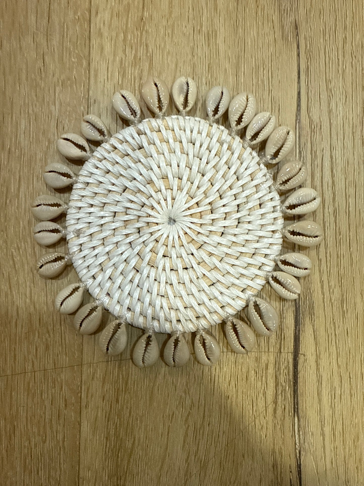 Dessous de verre rotin coquillage Blanc