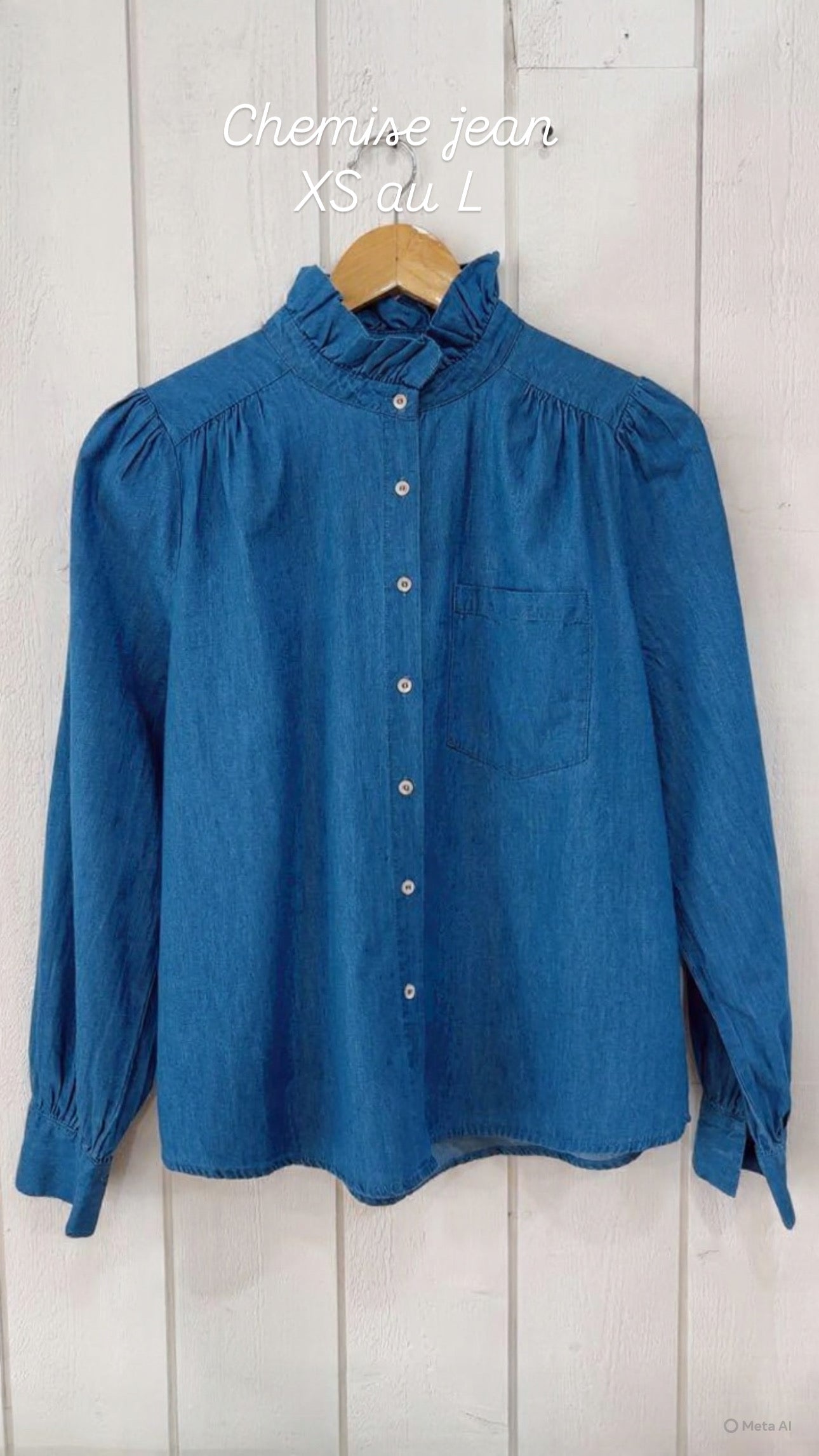 Chemise jean col volant avec poche Brut