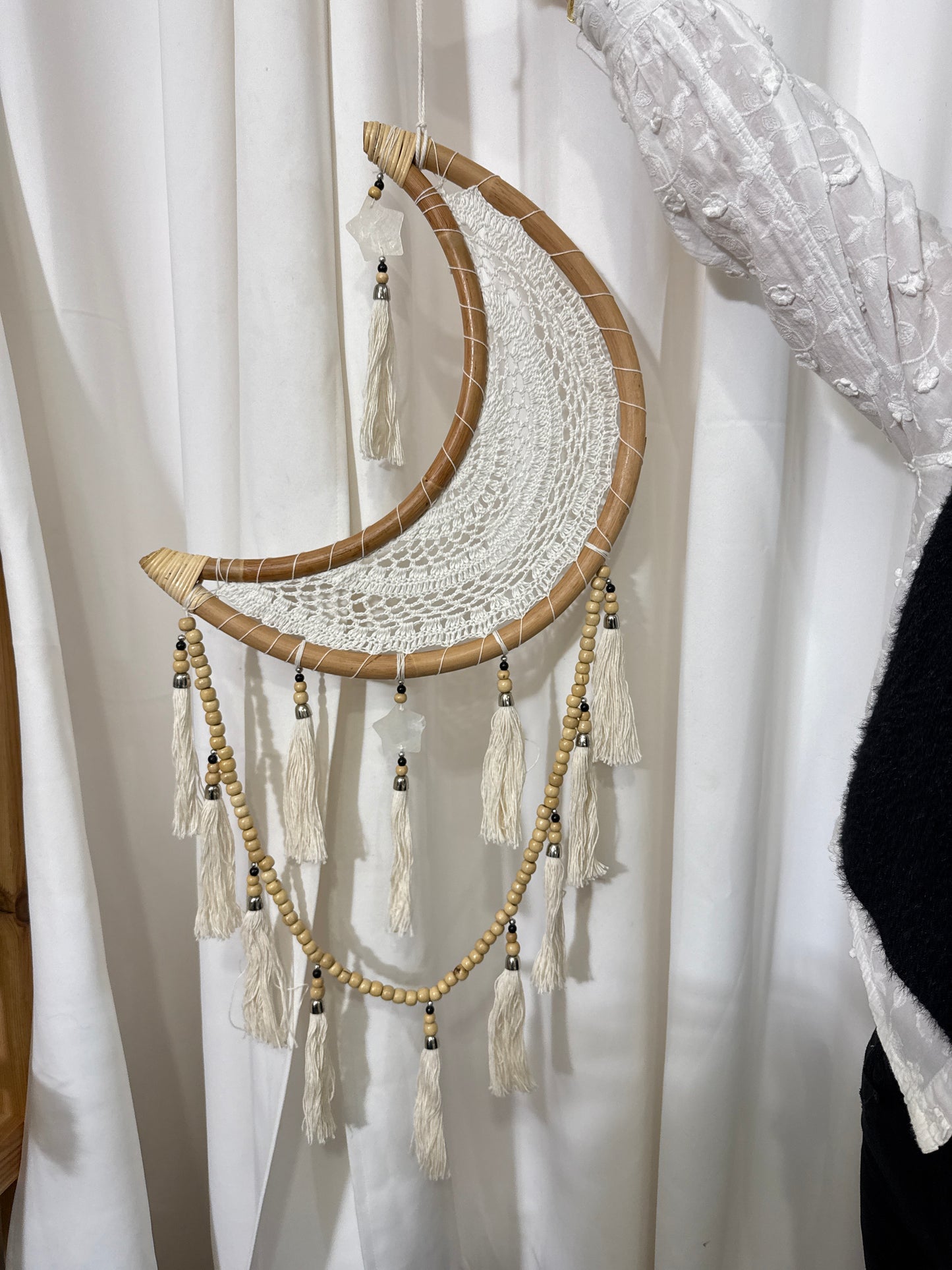Lune en rotin 42 cm crochet jumbo + étoile
