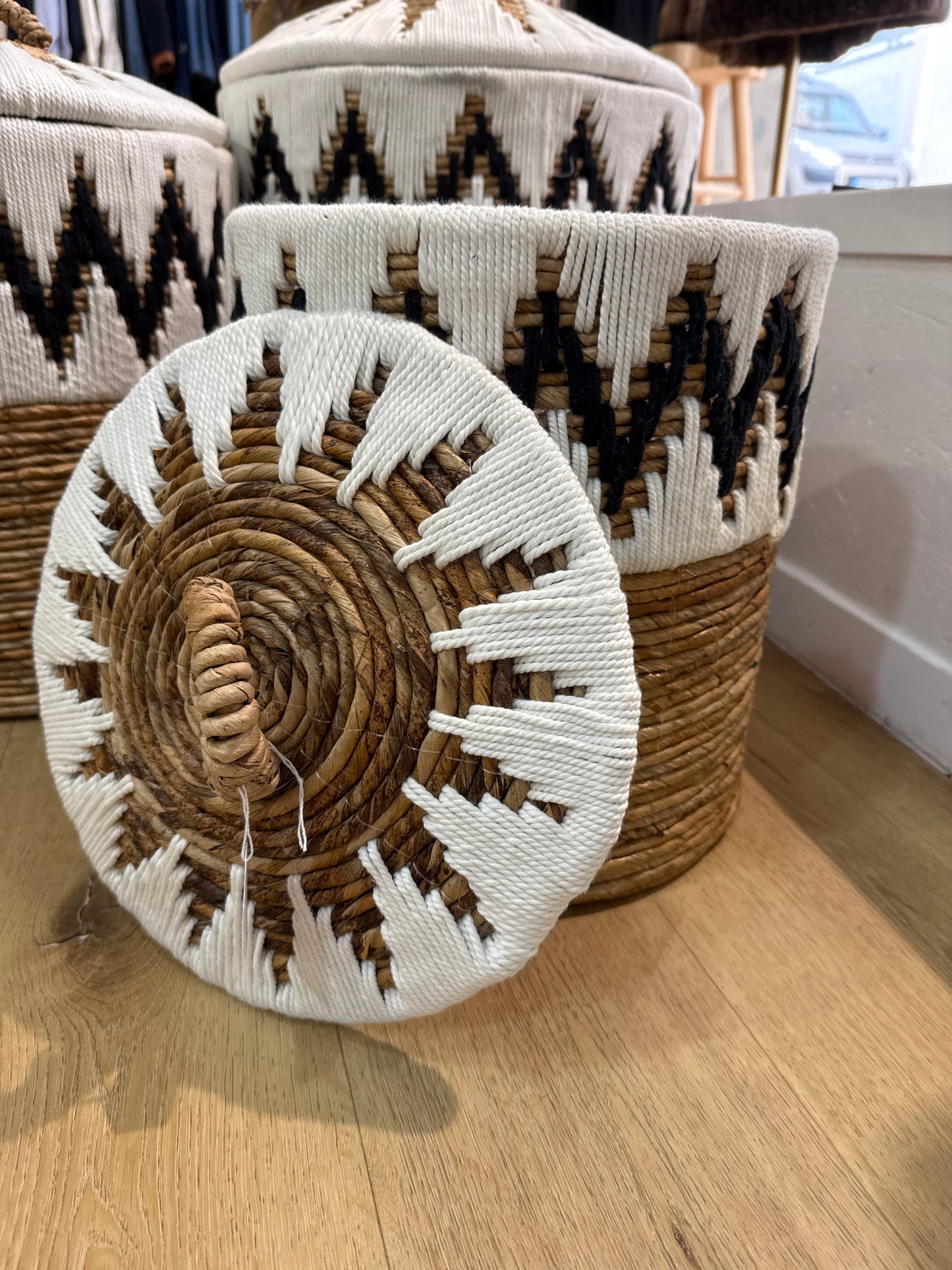 Panier corde & bannier Blanc S