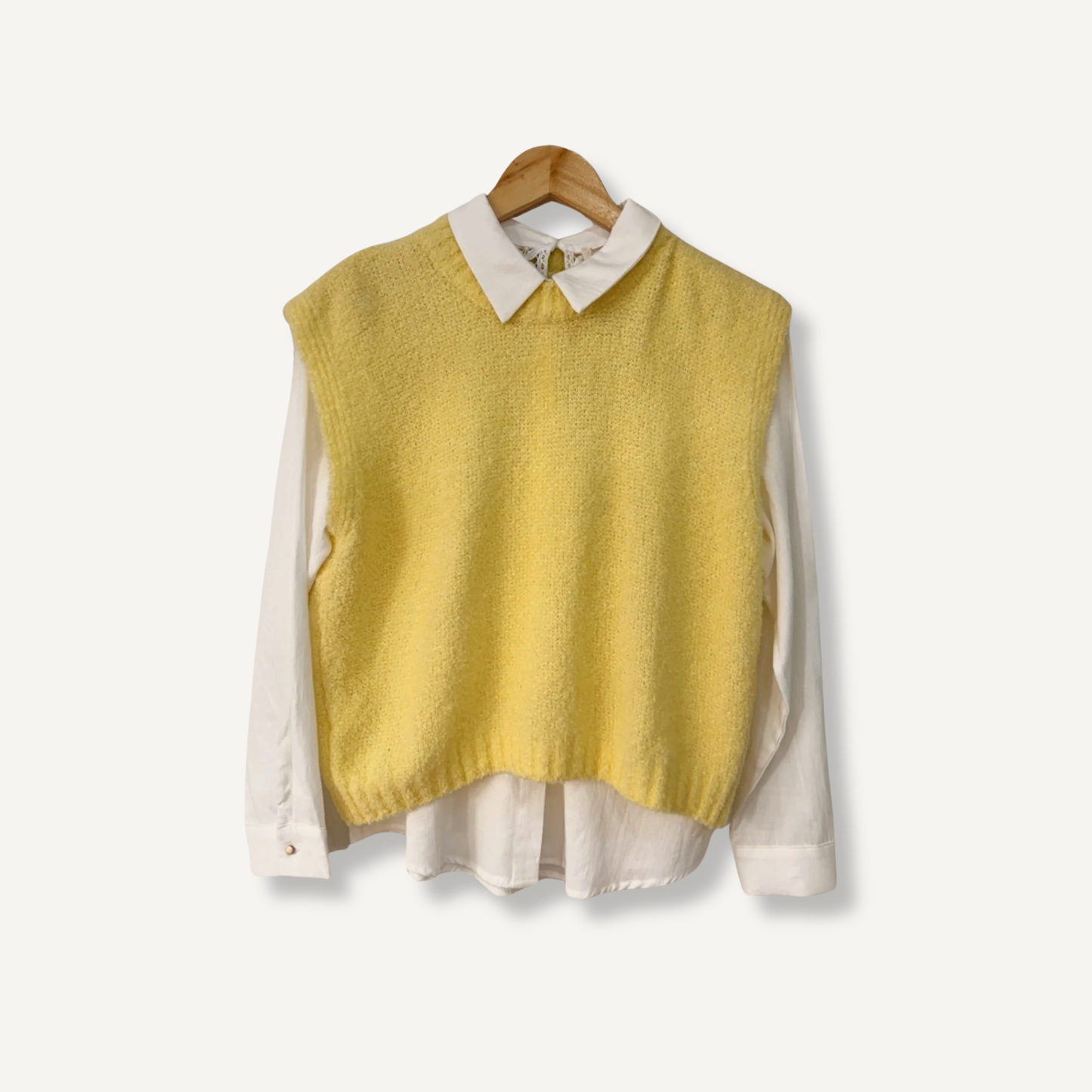Pull sans manche maille boucle Jaune
