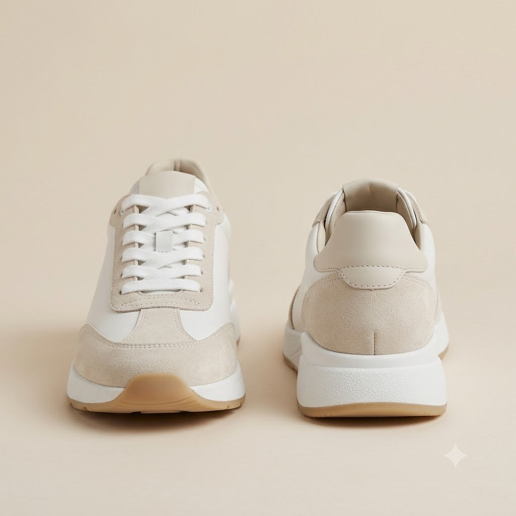 Sneakers Sport-Chic « Léa » — Cuir Beige & Blanc test