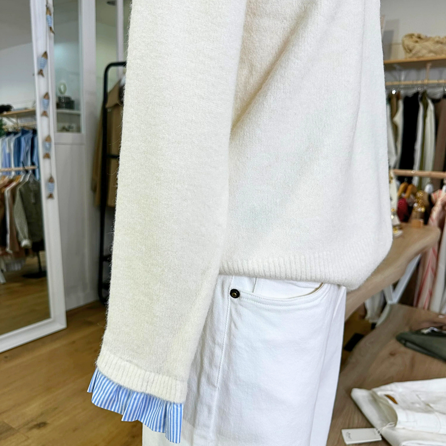 Pull col chemise integre Ciel