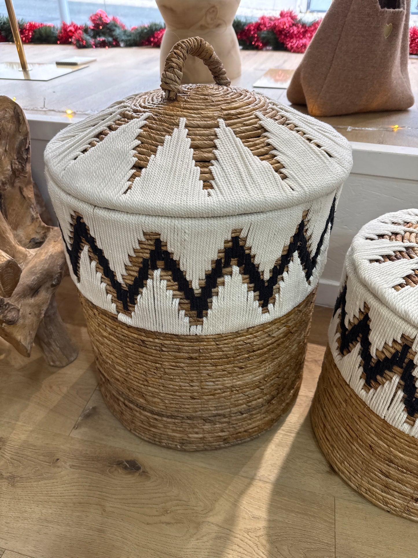 Panier corde & bannier Blanc L