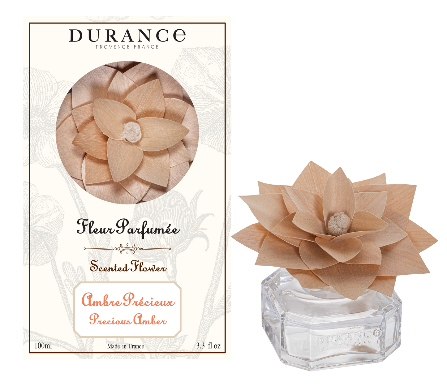 Fleur parfumée en bois 100 mL Ambre Précieux