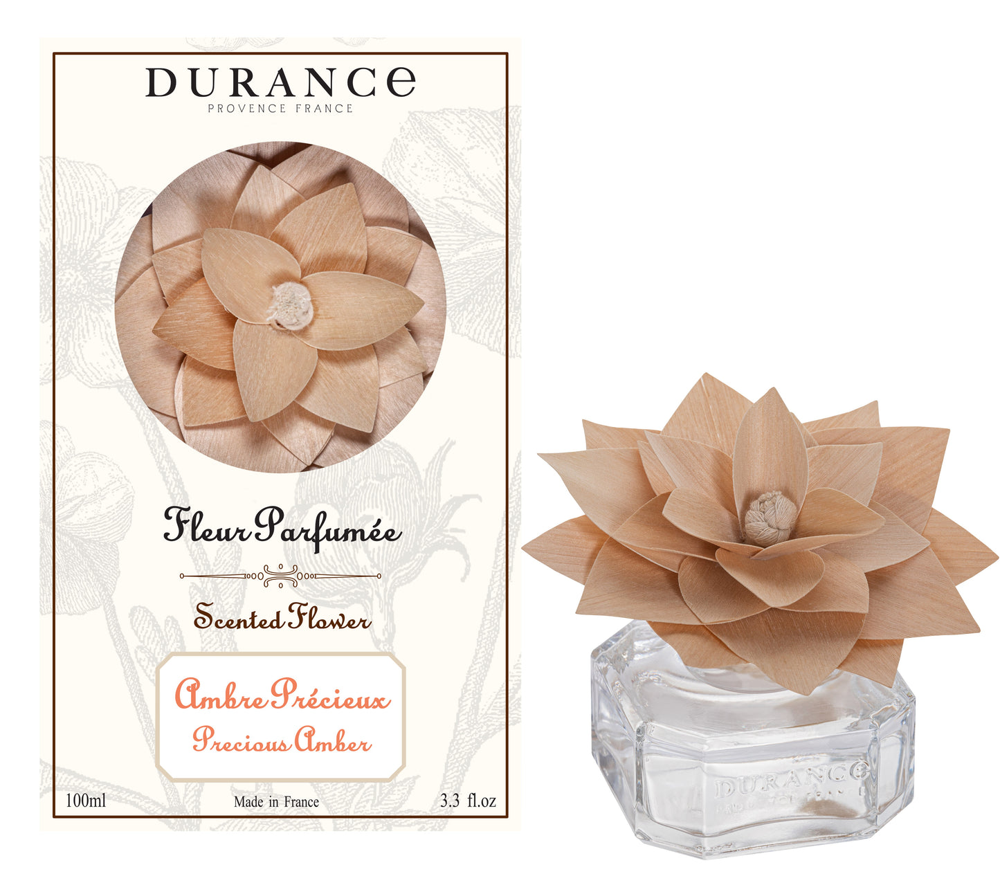 Fleur parfumée en bois 100 mL Ambre Précieux