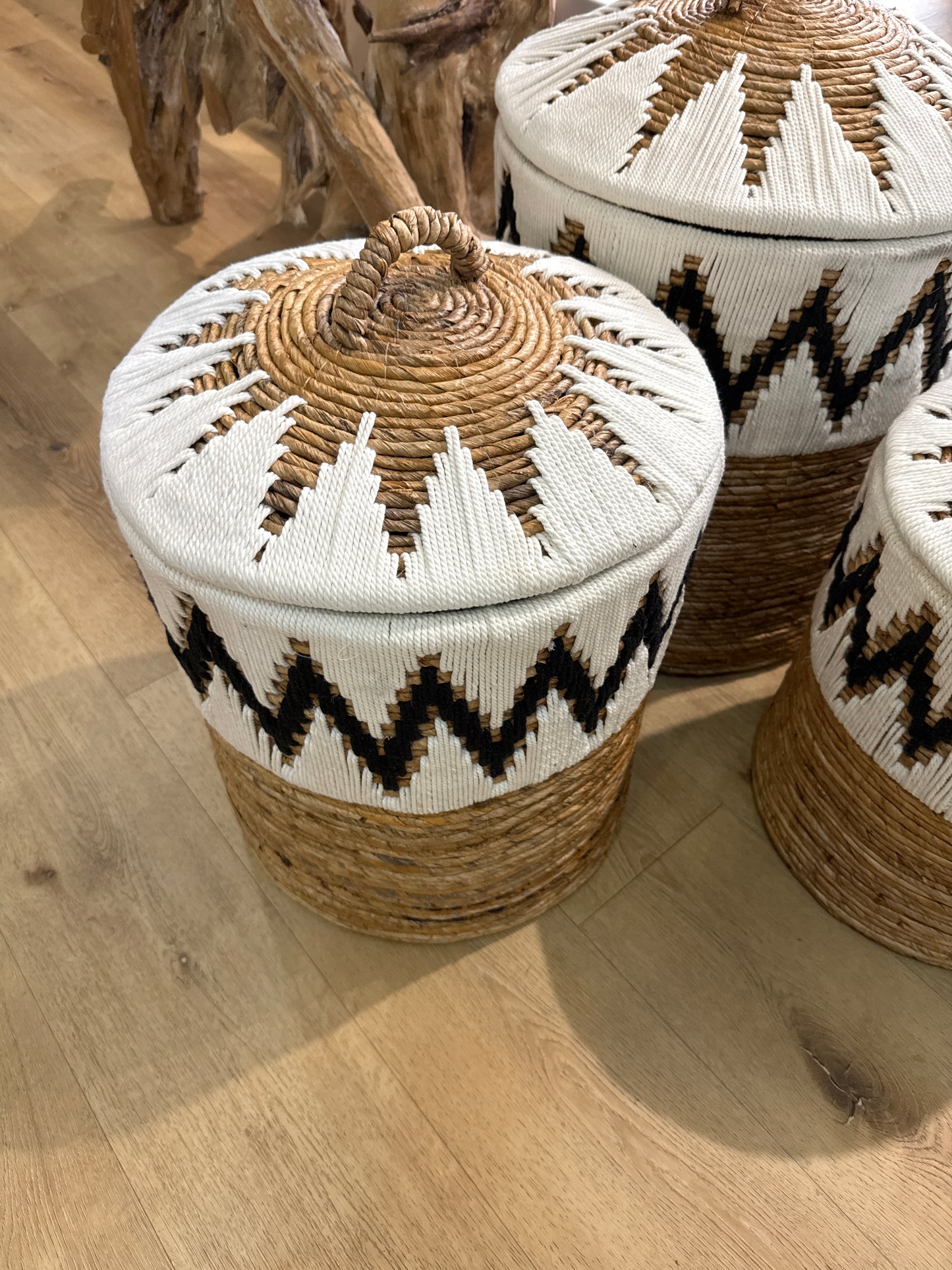 Panier corde & bannier Blanc M