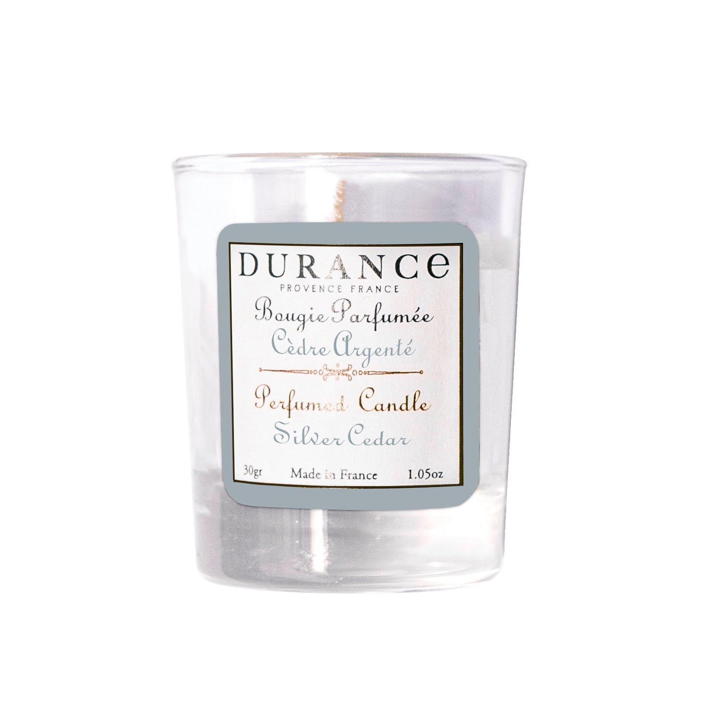 Bougie naturelle parfumée 30 gr Cèdre Argenté