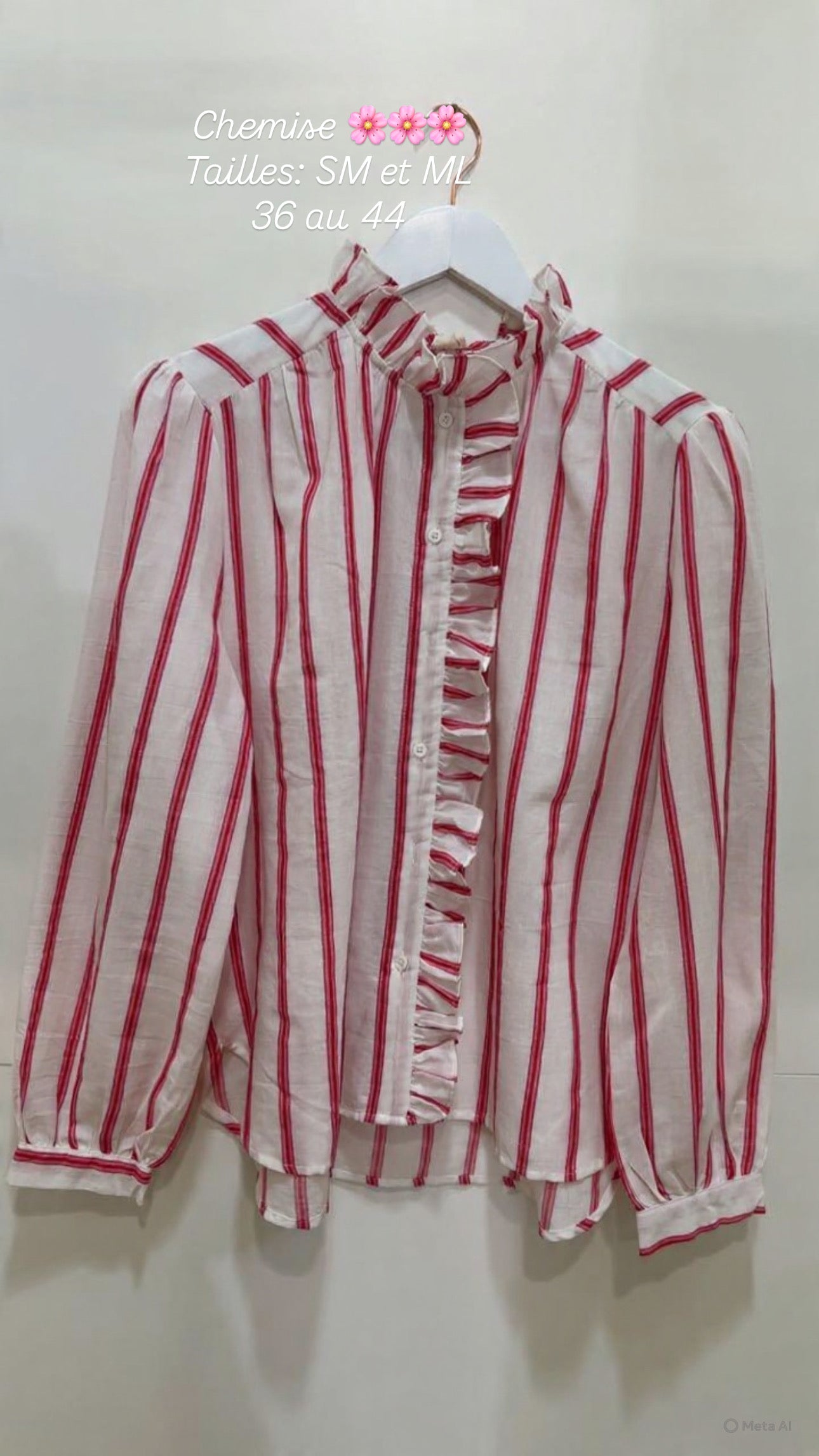Chemise rayure rouge rose Blanc