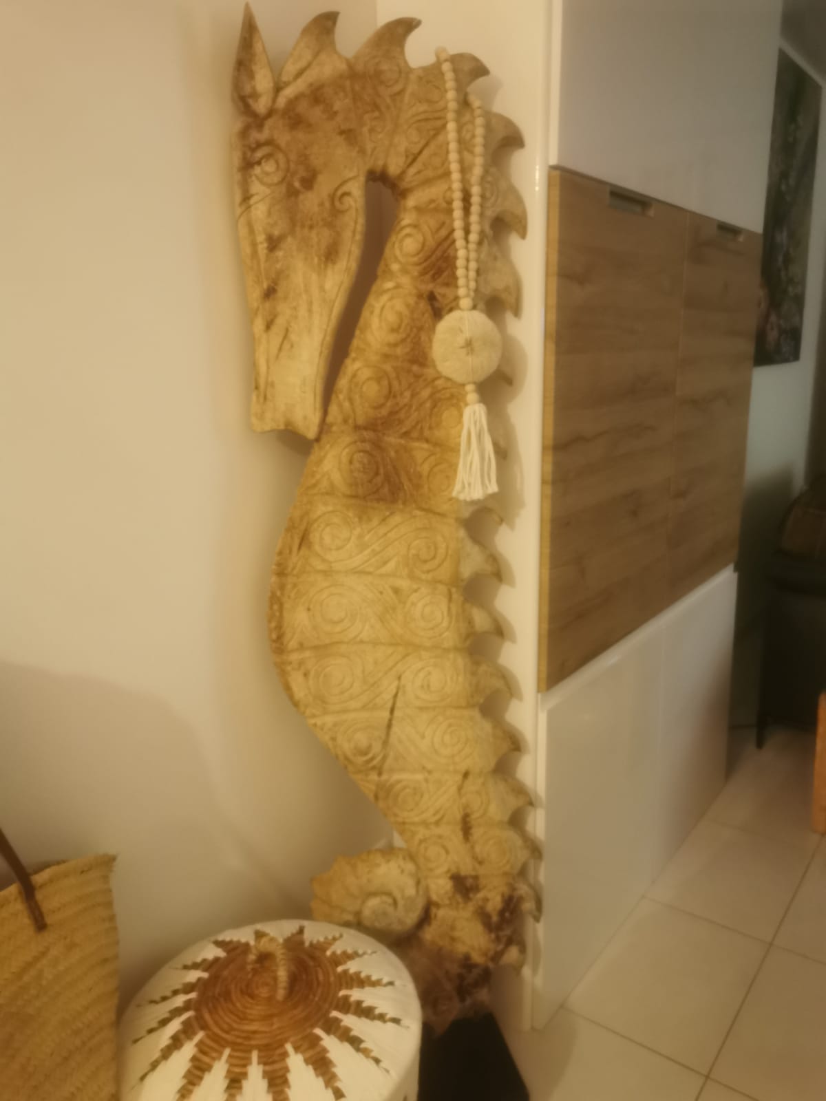 Hippocampe sculpté brut 200 cm XL