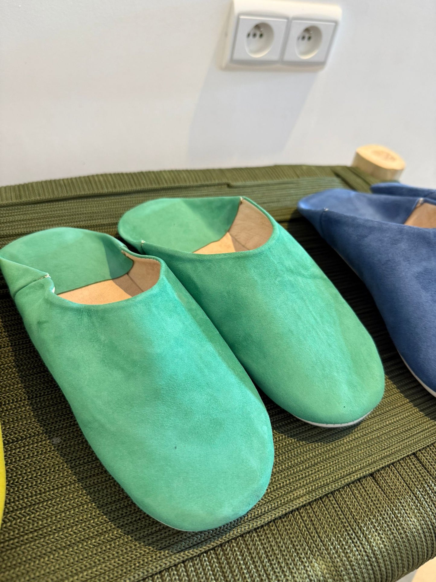 Babouche Daim Vert