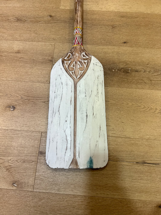Pagaie carrée décorative en bois – Blanc