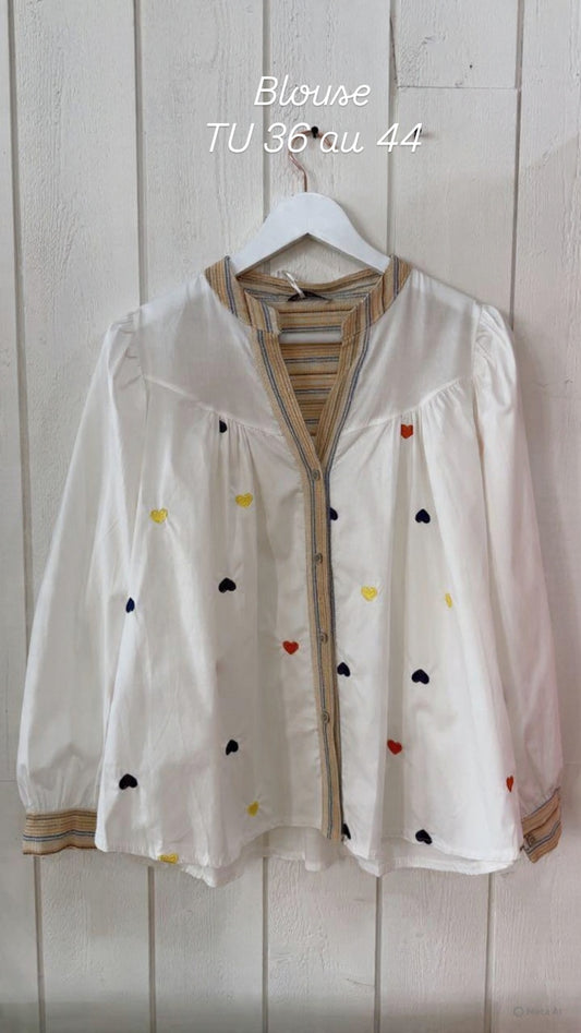 Chemise cœur multi borcotedoré Blanc