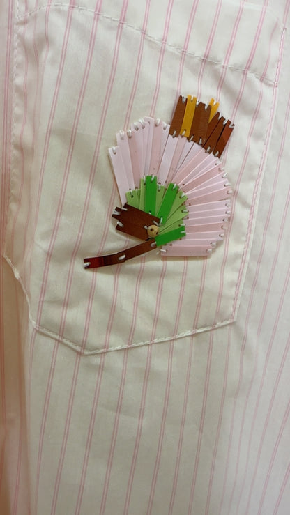 Chemise rayure poche Rose