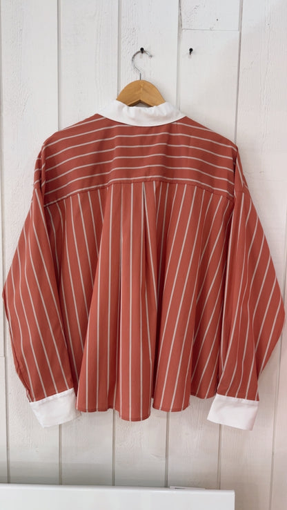 Chemise en popeline rayee Terracotta