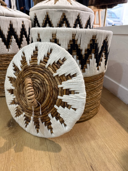 Panier corde & bannier Blanc S