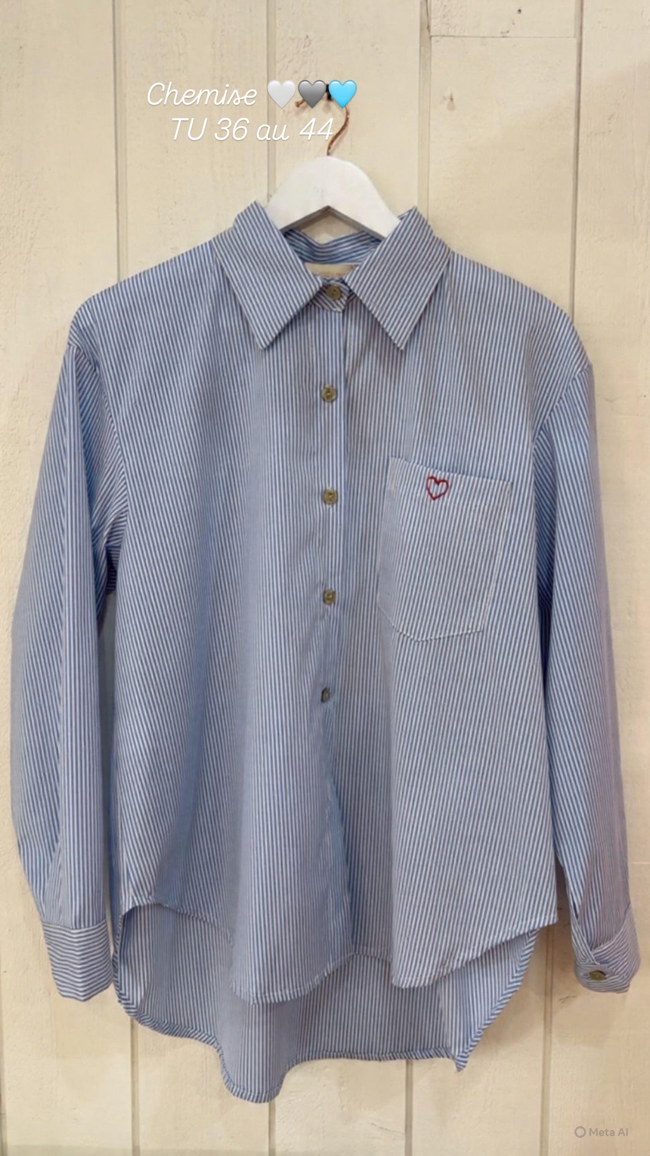 Chemise rayé poche dos ecriture  st tropez  Ciel