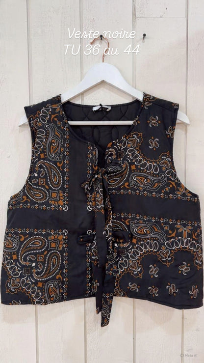 Veste sans manche matelassé Noir