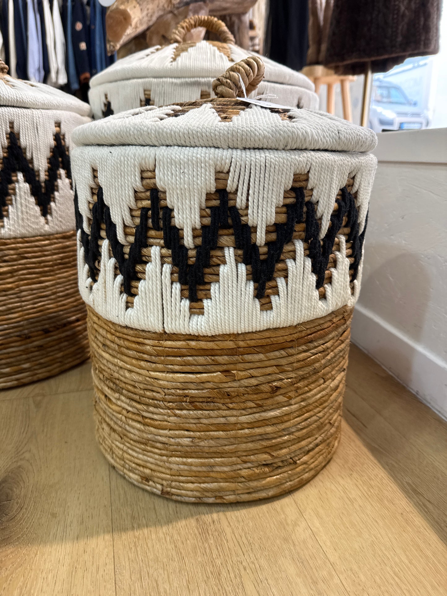 Panier corde & bannier Blanc S