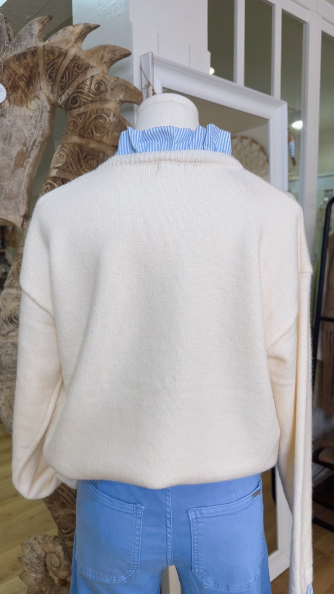 Gilet boutonne col chemise integre Ciel