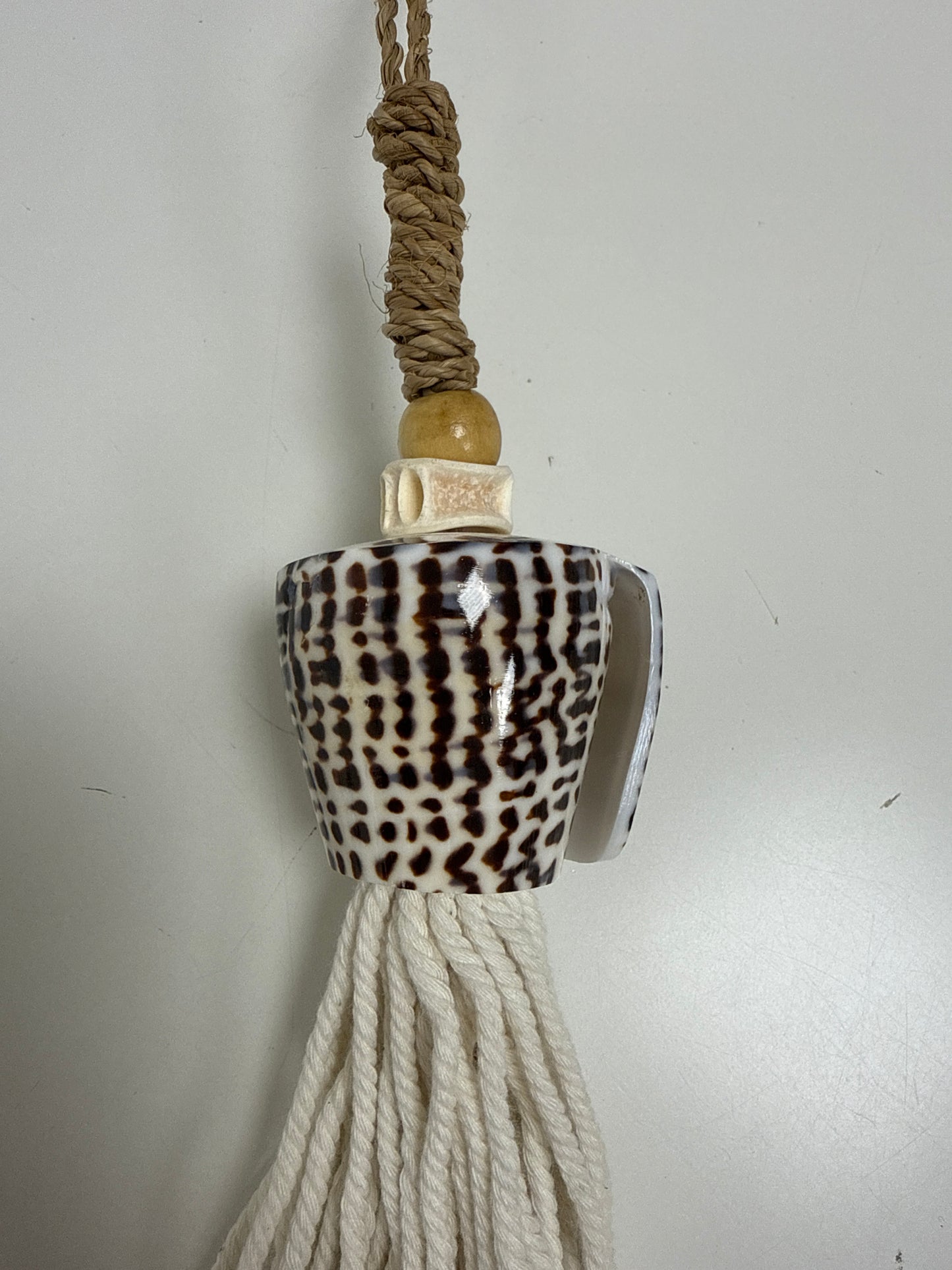 Suspension bois & coquillage Ficelle  Blanc 50 cm