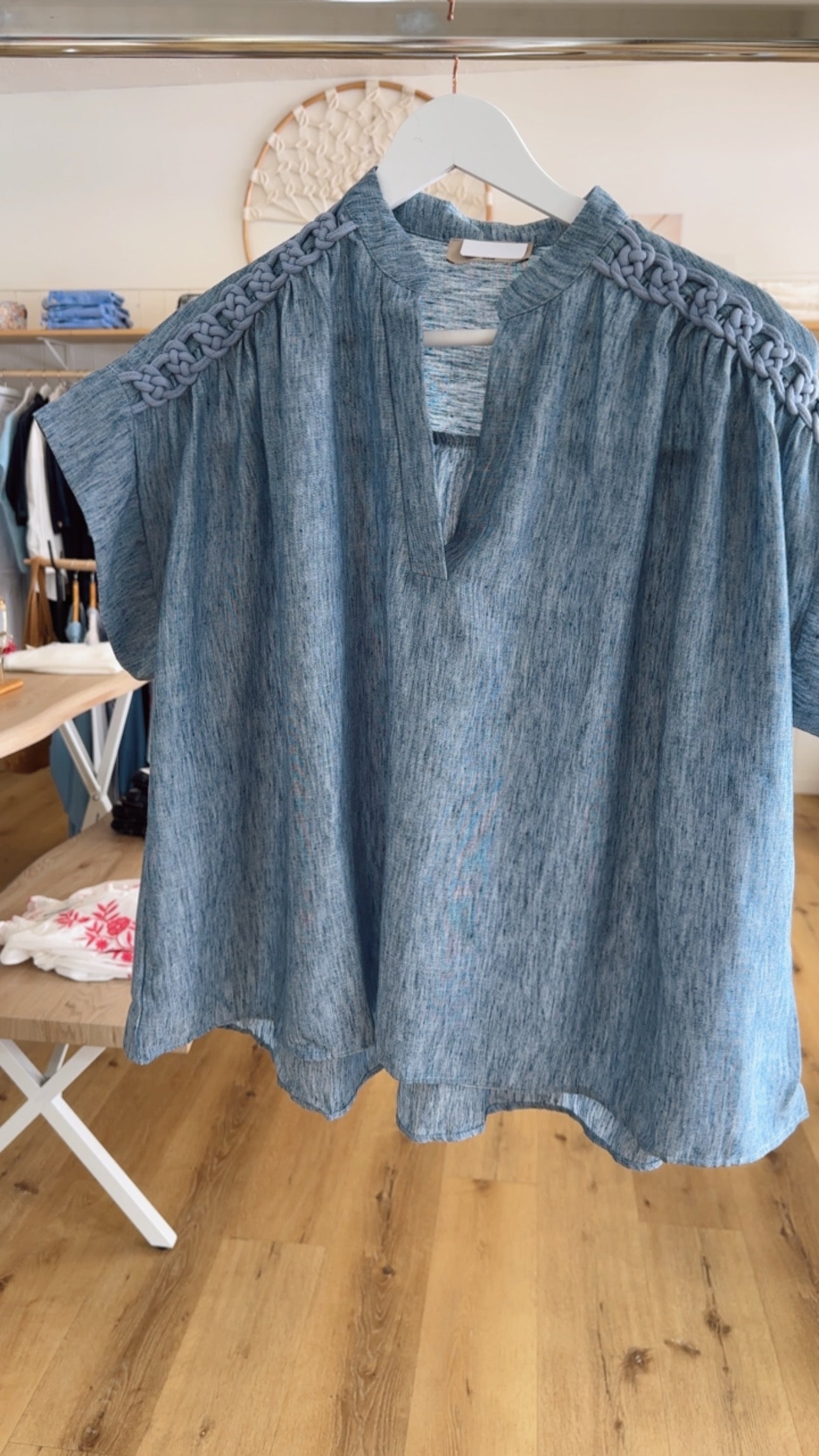 Blouse détail tressé Bleu