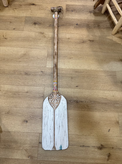 Pagaie carrée décorative en bois – Blanc