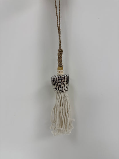 Suspension bois & coquillage Ficelle  Blanc 50 cm