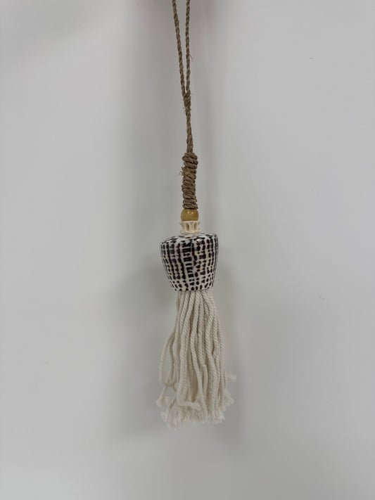 Suspension bois & coquillage Ficelle  Blanc 50 cm