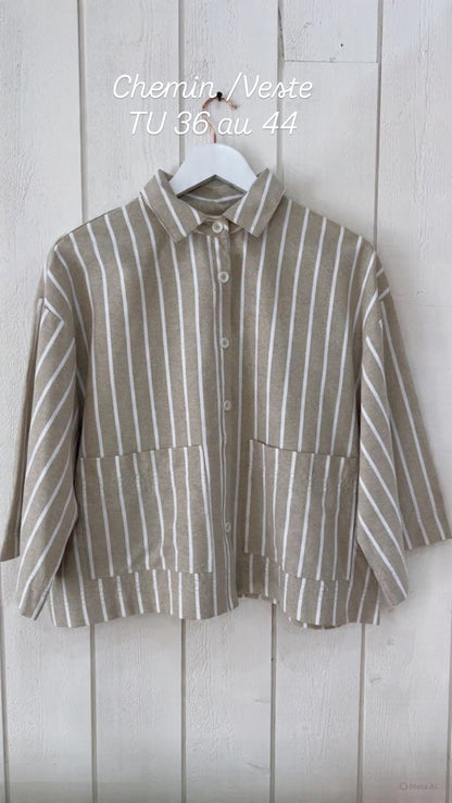 Chemise épaisse rayure Vert clair