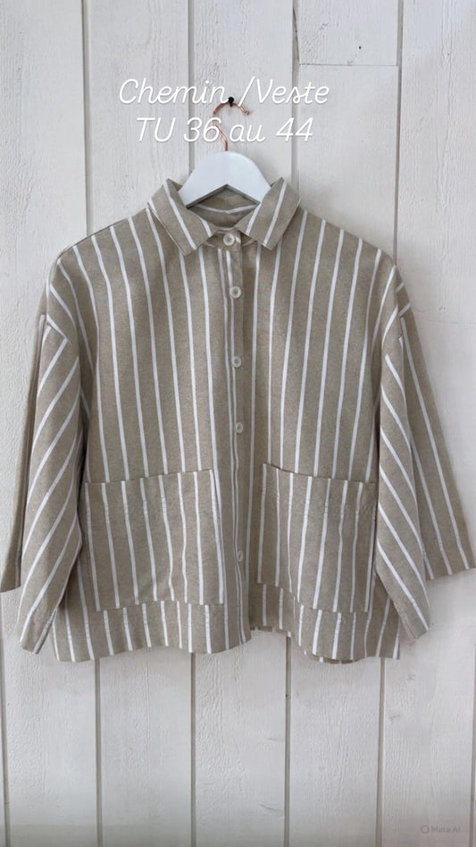 Chemise épaisse rayure Vert clair