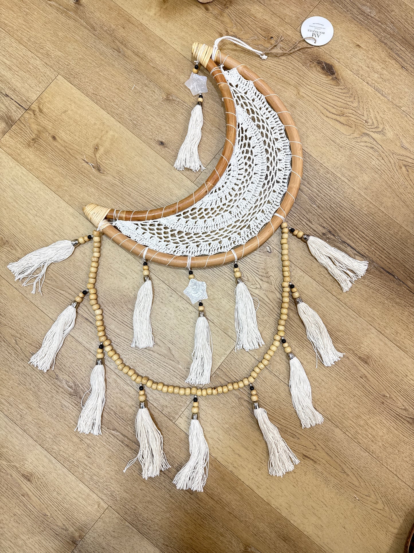 Lune en rotin 42 cm crochet jumbo + étoile