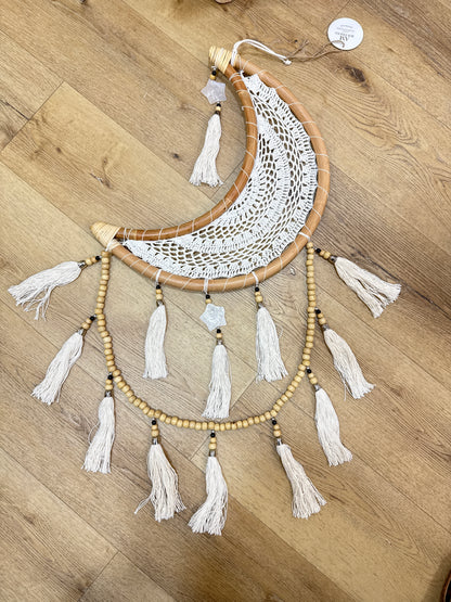Lune en rotin 42 cm crochet jumbo + étoile
