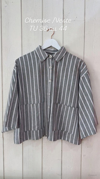Chemise épaisse rayure Gris