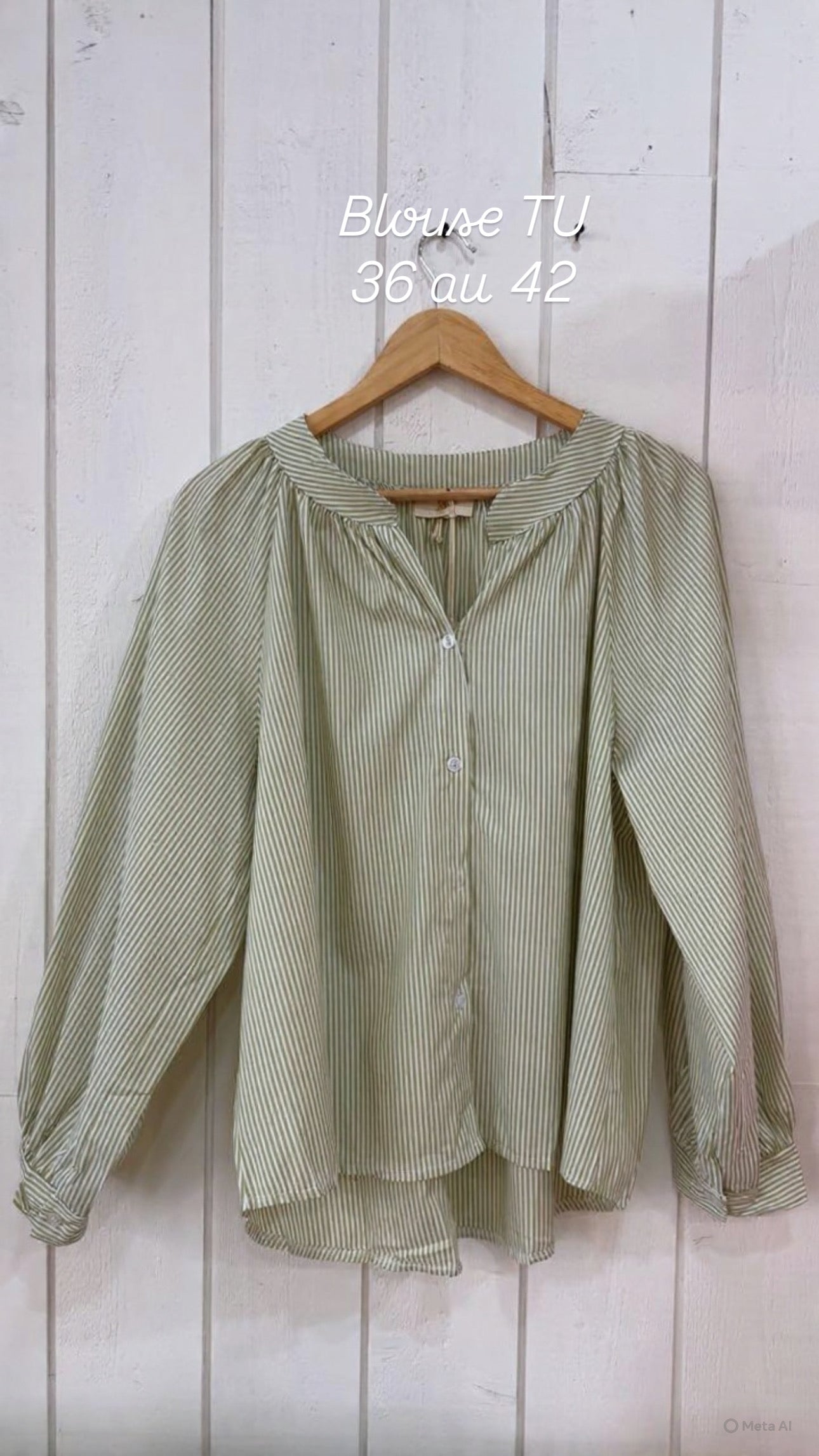 Chemise col mao rayé  Vert
