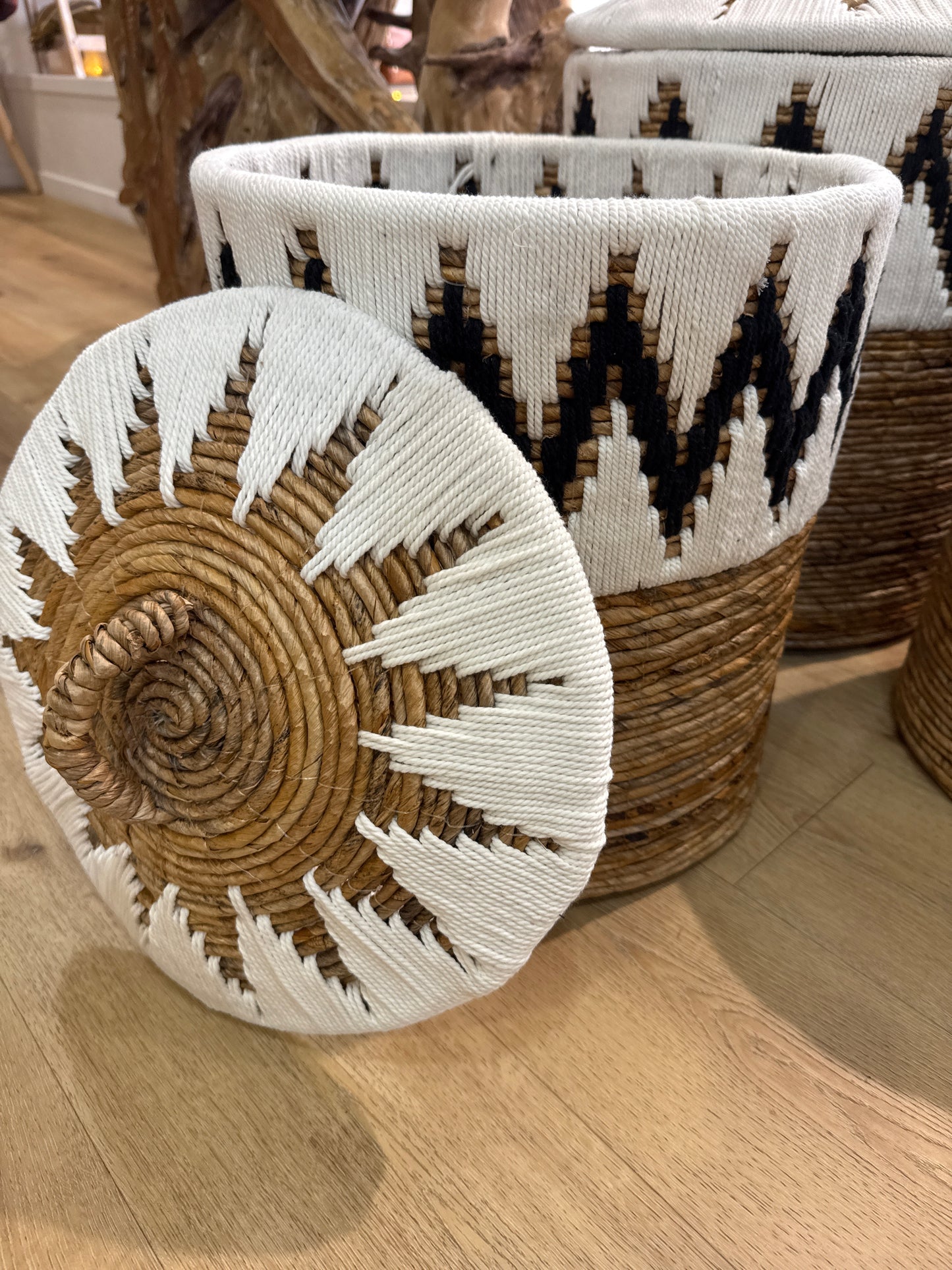 Panier corde & bannier Blanc M