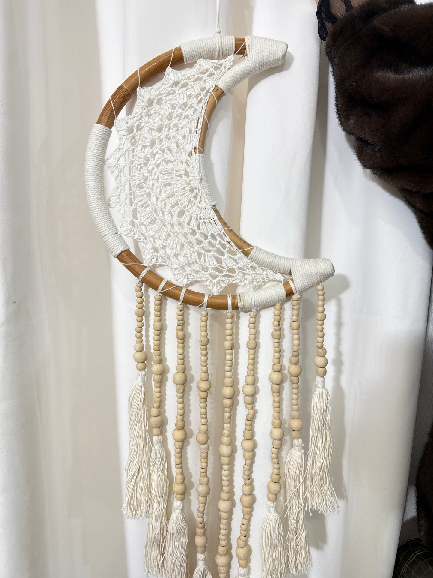 Lune en rotin 32 cm avec franges