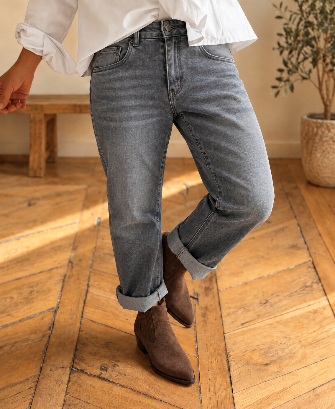 Jeans mom Jeanne Gris