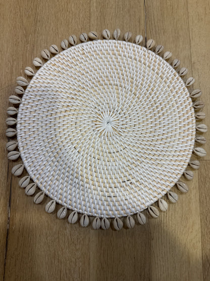 Set de table rotin et coquillage Blanc