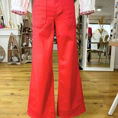 Jeans poche rectangle Fushia
