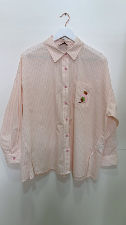 Chemise rayure poche Rose