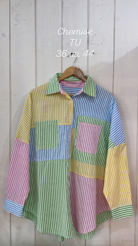Chemise patchwork Multicolor