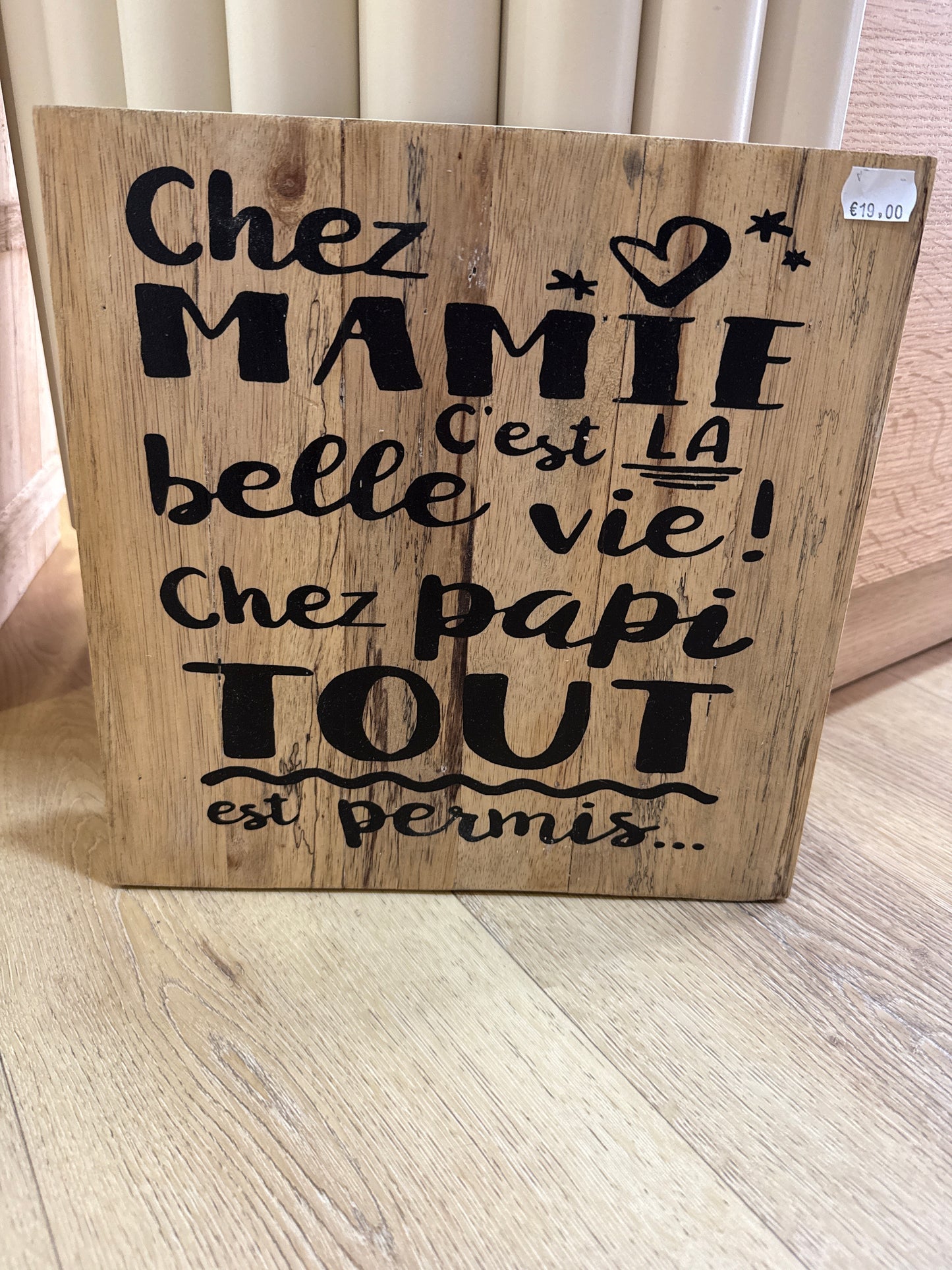 Panneau mural "Chez mamie" 30×30 cm