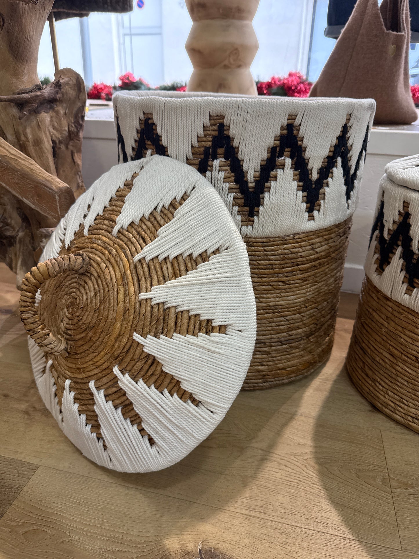 Panier corde & bannier Blanc L