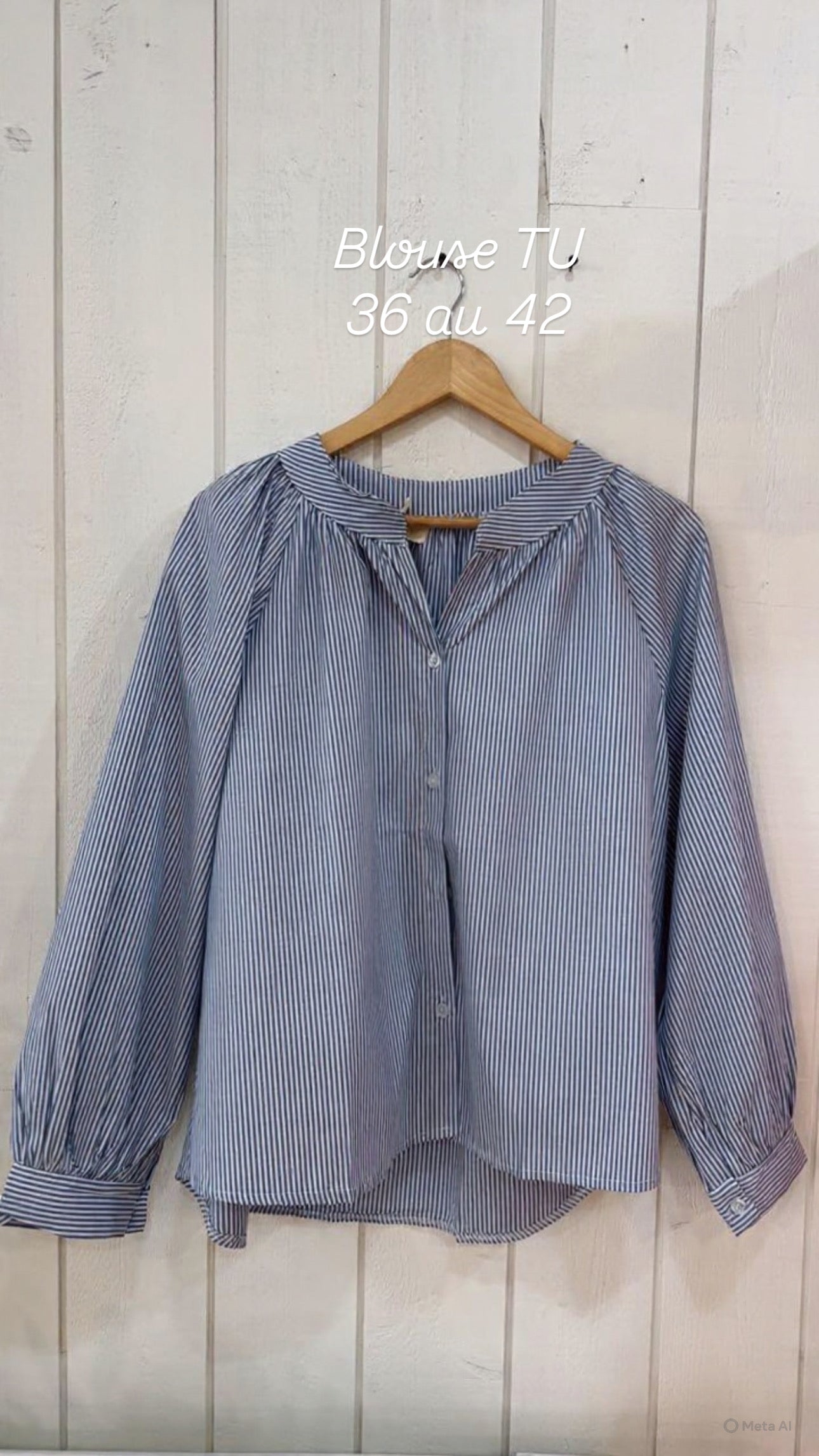 Chemise col mao rayé  Bleu
