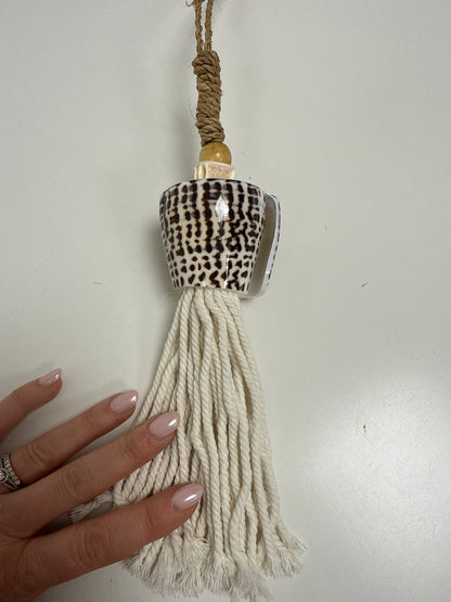 Suspension bois & coquillage Ficelle  Blanc 50 cm