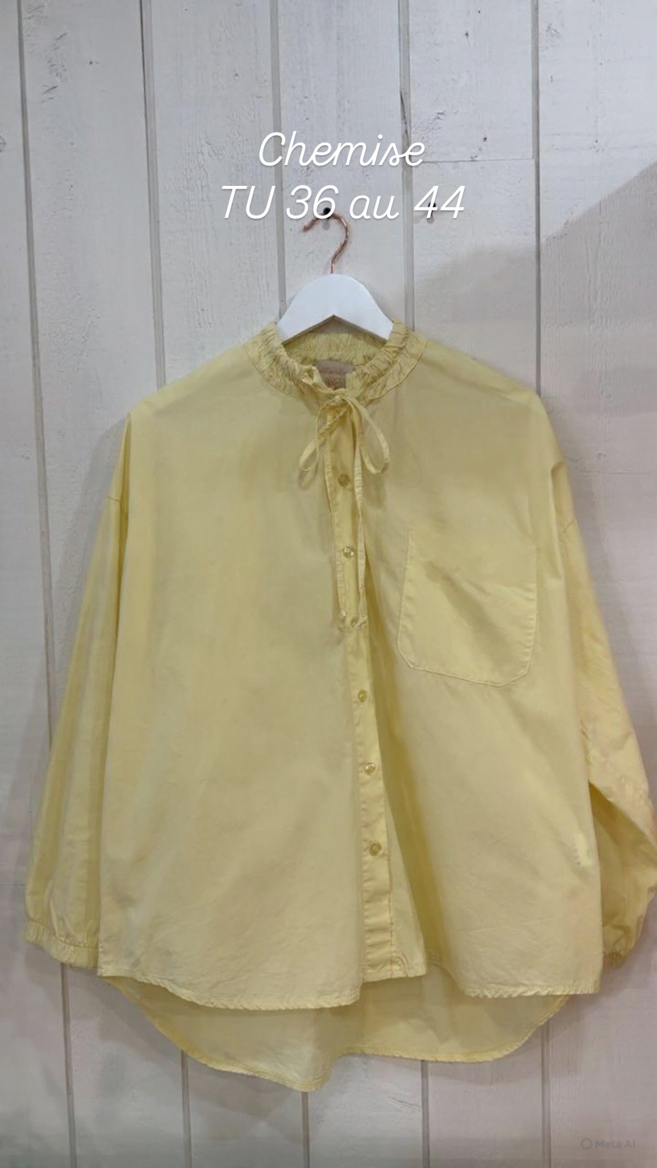 Chemise lien poche froufrou Jaune