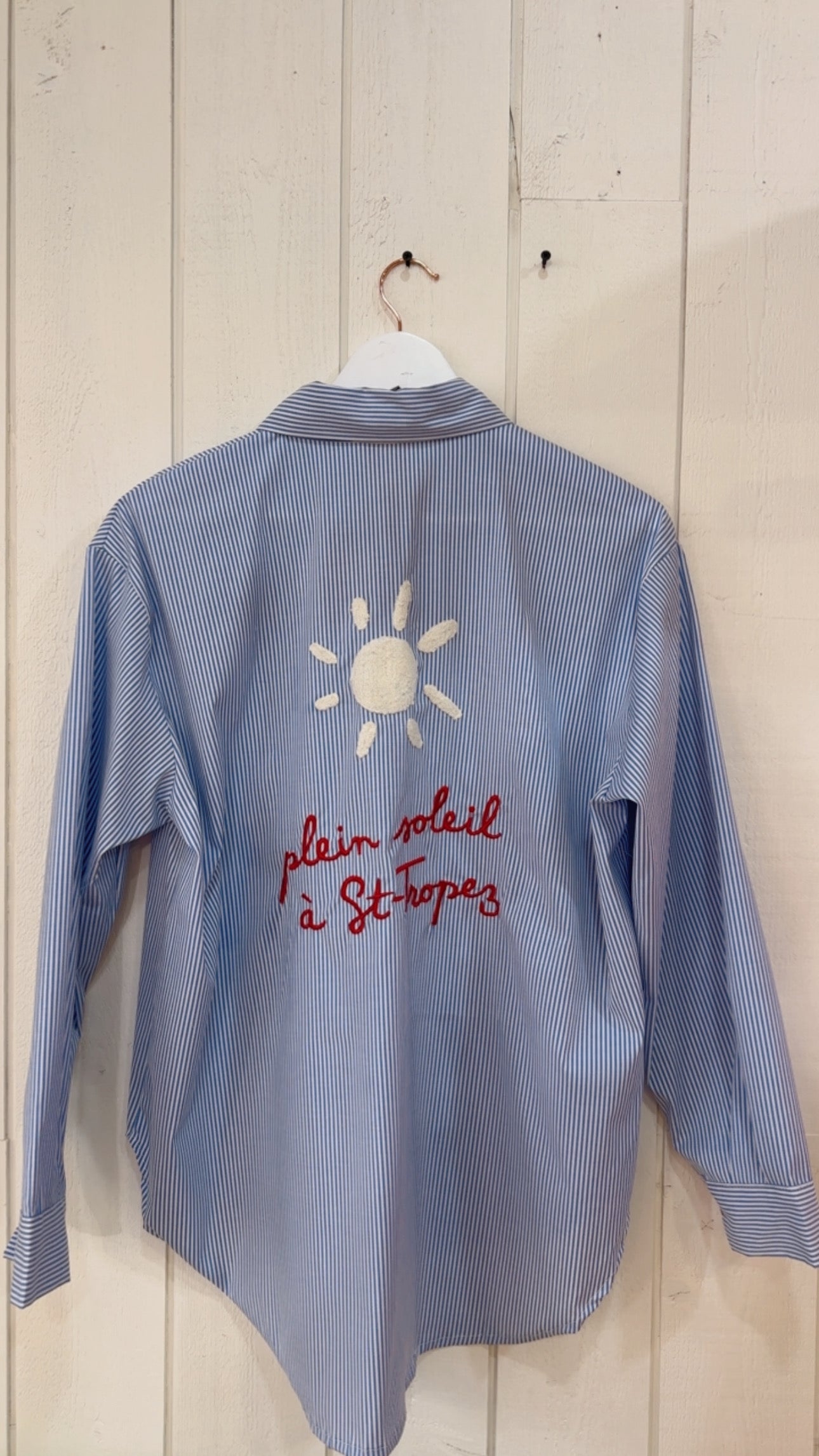 Chemise rayé poche dos ecriture  st tropez  Ciel
